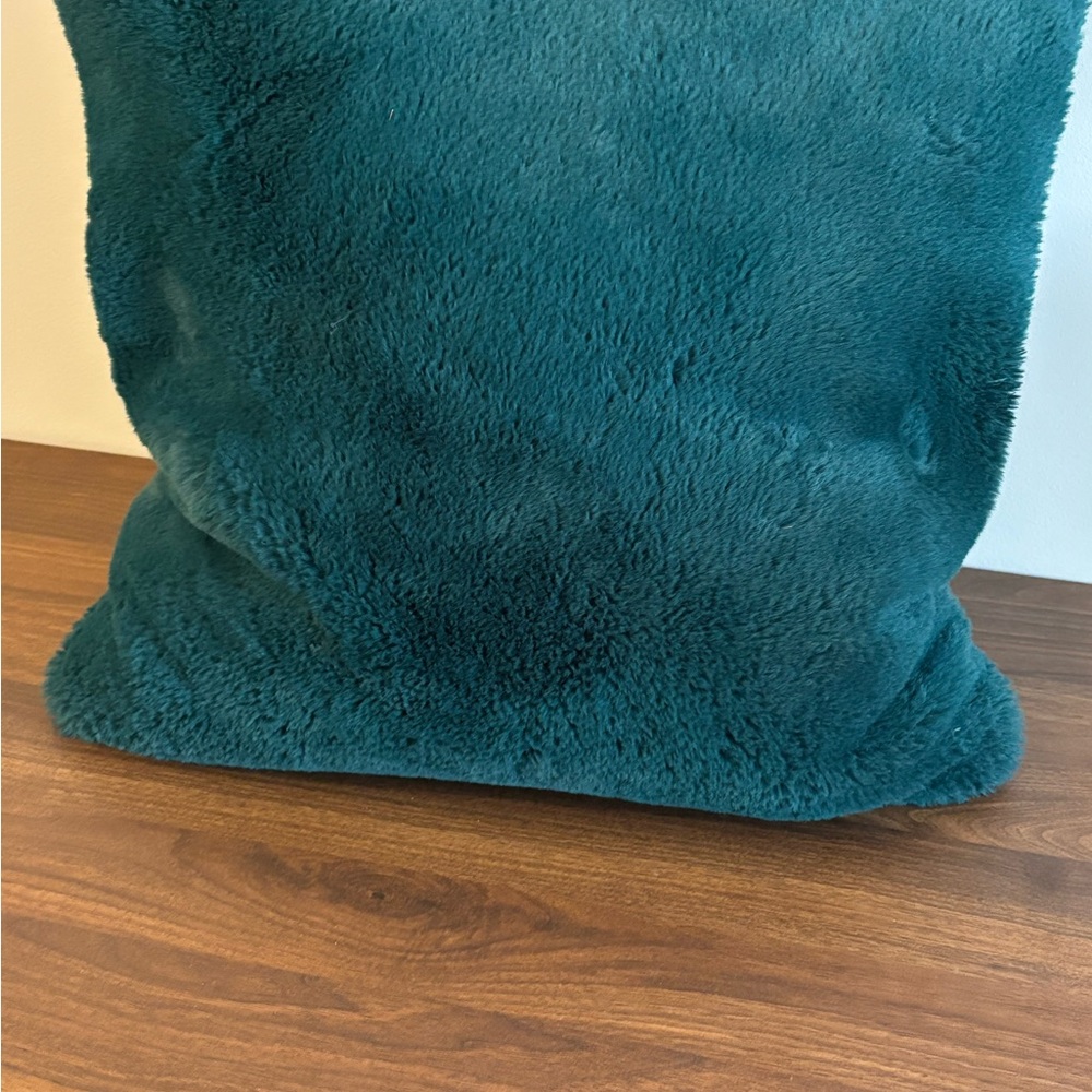 Anthropologie Teal Faux Fur Pillow